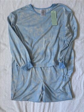 Splendid Girls Soft Cozy Pajama Set Blue/White Tie Dye M 10/12 Lounge Pants Top
